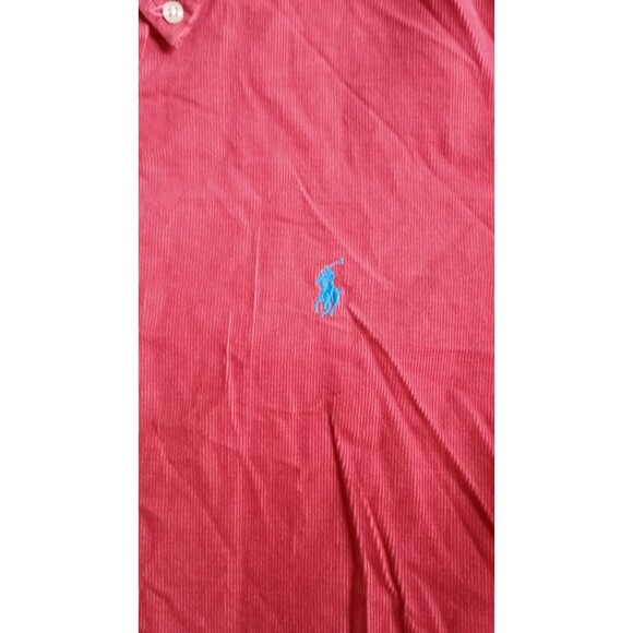 Ralph Lauren Classic Fit Button Down Corduroy Shirt Red Mens L (16-18) Preppy - Picture 2 of 5
